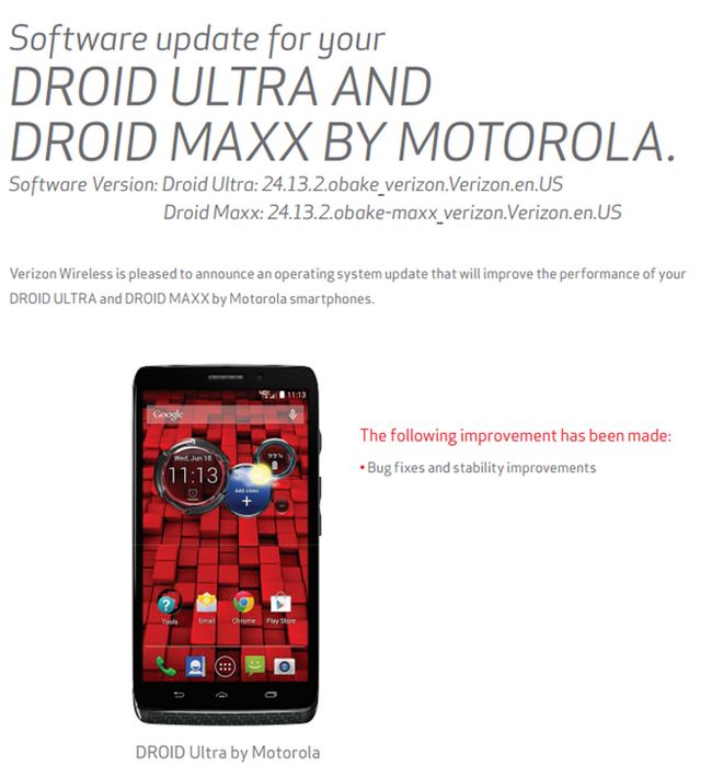 Fotografía - [Non Lollipop] Verizon DROID Ultra, DROID Mini, Et DROID Maxx Obtenir une mise à jour de maintenance